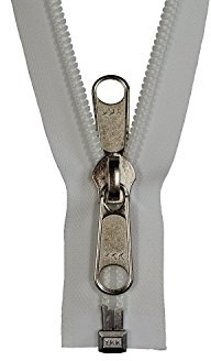 YKK starker Reißverschluss 175 cm 10 mm Spirale Doppelgriffschieber für Persenning Zelte Rohweiß hell Elfenbein