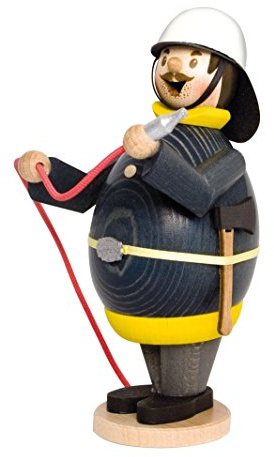 Drechslerei Kuhnert - Rauchmann/Räucherfigur aus Holz - Max als Feuerwehrmann - 16cm Höhe - Made in Germany