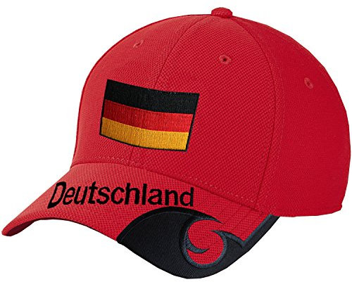 BBlackshirt Company Deutschland Schildmütze Fußball Handball Fan Snapback Basecap Rot Schwarz Weiß Farbe Rot