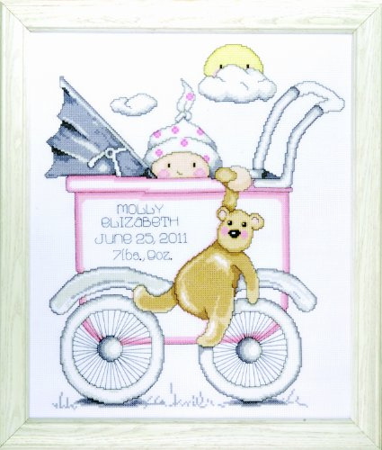 Tobin Home Crafts Kreuzstich Stickpackung Baby Buggy Mädchen, Zählmuster