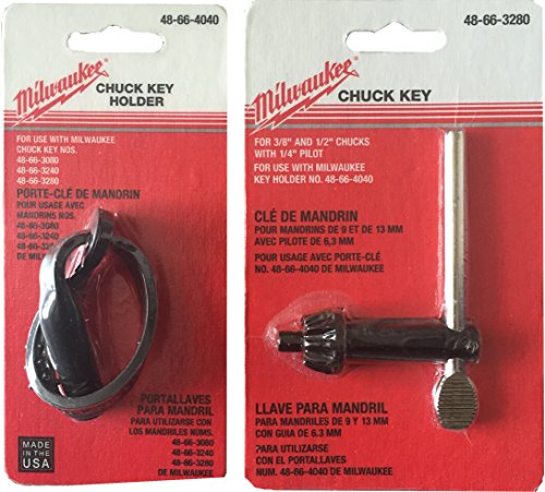 Milwaukee 48-66-3280 Llave de mandril y soporte 48-66-4040 - Paquete de 2 artículos