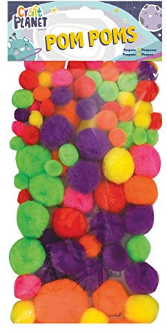 Craft Planet CPT6621109 Pompons Neon, 100 Stück, mehrfarbig