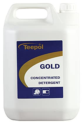 Teepol Gold Concentrated Detergent - Dishwashing Liquid 5L - Dish Soap & Floor Cleaner, Multi Surface Cleaner for Oil, Dirt, Grease Removal - PH-Neutral Washing Up Liquid for Home & Business