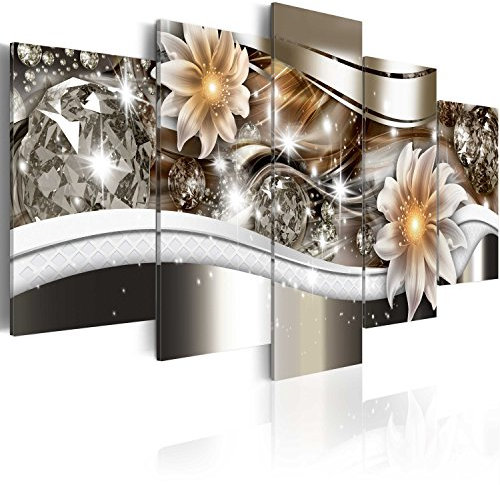 B&D XXL - Quadro Fiori Orchidea 200x100 cm 5 Pezzi - Stampa su Tela Canvas in TNT Tessuta - Quadri Componibili Moderni Soggiorno Grandi - Murale Arte Decorazioni da Parete Decori - Astratto