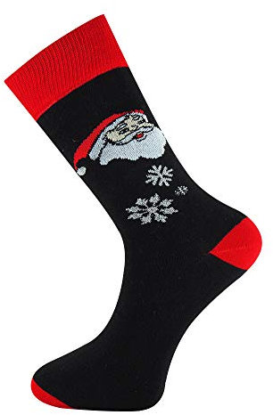 Mysocks Weihnachtssöckchen Schwarz Rot Weihnachtsmann Kopf, Größe 41-46