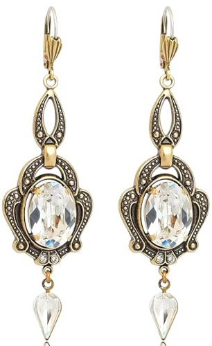 Jugendstil Ohrringe Markenkristallen Gold Chandelier Ohrhänger Goth NOBEL SCHMUCK