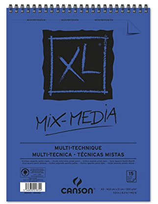 CANSON Skizzenblöcke XL Mix Media, A5, 300 g, mittlere Körnung, 15 Blatt