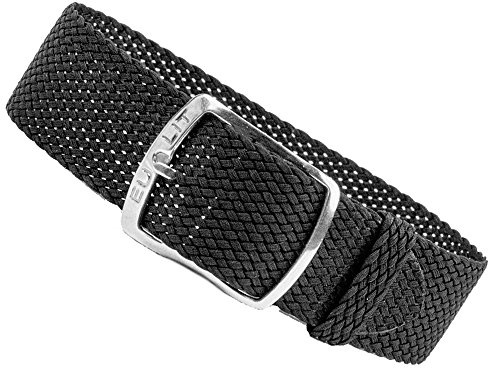 Eulit Kristall Ersatzband Perlon Textil schwarz gleichlaufend wasserfest, Stegbreite:20mm