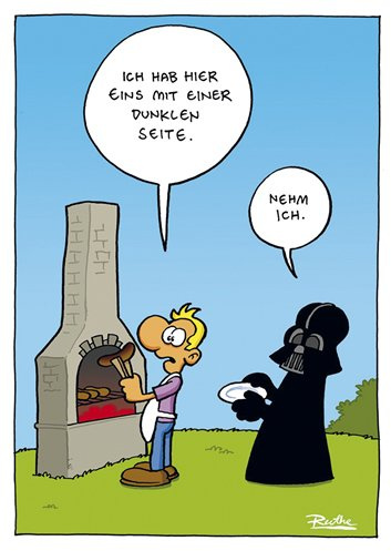 modern times Postkarte CARTOON - Motiv: MIT EINER DUNKLEN SEITE, Anlass: Fun Cartoon/Satire, Künstler/Verlag: KÖPENICKER CG © RUTHE, Ralph/SHIT HAPPENS, Größe: A6