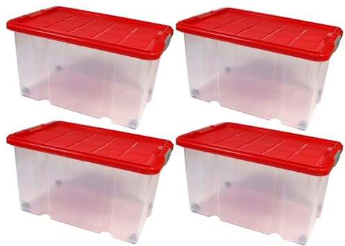 BigDean 4 Stück große Eurobox mit Deckel und Rollen Aufbewahrungsbox 60 X 40 X 32,5 cm