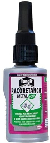 Tangit Racorétanch métal Plus, Résine d'étanchéité non irritante pour raccords filetés métalliques, Résine anaérobie résistante aux fluides et gaz, accordéon de 50 ml