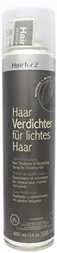 Hairfor2 Haarverdichtungsspray gegen lichtes Haar | Haarpuder | Streuhaar | Haarauffüller | Haarausfall | Haarverdichter (400ml, Schwarz)