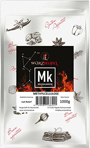 Würzteufel Methylcellulose (MC) – Gelier- & Verdickungsmittel, E461 – Strukturgeber & Stabilisator für Molekulare Küche – 1kg Beutel