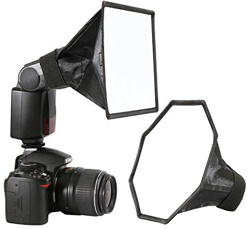 waka waka Universal-Blitzdiffusor Speedlight-Softbox-Kit, faltbarer Blitzreflektor, tragbare kleine Softbox für Canon Nikon Speedlite, 20 cm Achteck-Softbox, 20 x 15 cm rechteckige Softbox mit Trageta