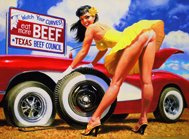 Unbekannt eat More Beef Pin Up Corvette Blech Magnet Flach 6x8cm VM053