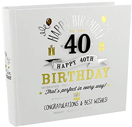 Signography 40. Geburtstag Fotoalbum FL29940, Weiß, Medium