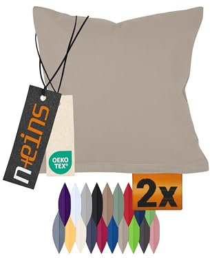 npluseins Doppelpack Baumwoll-Kissenbezüge - Moderne Wohndekoration in schlichtem Design 317.361, 40 x 40 cm, beige
