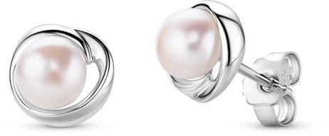 Miore Damen Perlenohrringe aus 925 Sterling Silber – Antiallergische Ohrstecker mit Süßwasser-Zuchtperlen – Eleganter und hochwertiger Schmuck für Frauen