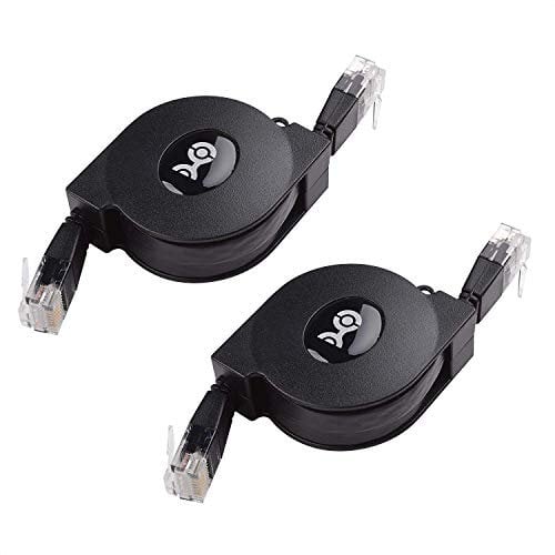 Cable Matters Paquete de 2 Cables Ethernet retráctiles (cable Cat5e retráctil, cable Cat 5e) compatible con Gigabit Ethernet a 10/100/1000 Mbps