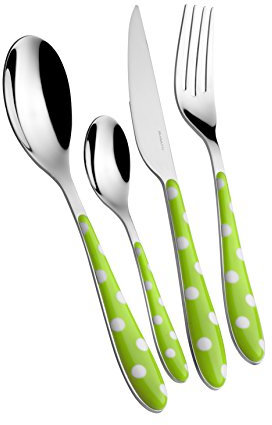 Casa Bugatti POIS Pomme Verte 24-teiliges Besteckset, Edelstahl, grün