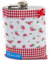 Flachmann Damen Stoff-Hülle Blumen Karo Edelstahl 210 ml 10,5 x 14 cm Rot Rosa Weiß Ringelsuse