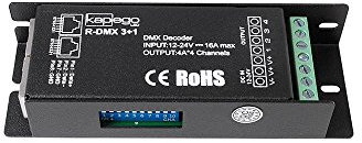 KapegoLED Controller Dimmer R-DMX 3+1, spannungskonstant, dimmbar: DMX512, 12-24V DC, 16 A, 384W