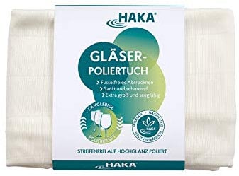 HAKA Gläser-Poliertuch, streifenfreier Glanz, fusselfreies Abtrocknen, saugfähig, 1 Stk.