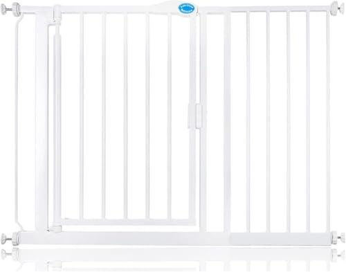 Bettacare Auto Close Stair Gate, 111cm - 118cm, White, Pressure Fit Safety Gate, Baby Gate, Safety Barrier for Doors Hallways and Spaces, Easy Installation