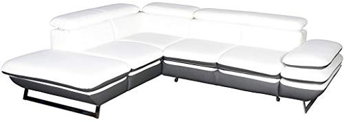 Mivano Ecksofa Prestige / L-Form-Sofa mit Ottomane / Kopfstützen und Armlehne verstellbar / 265 x 74 x 223 / Zweifarbiges Kunstleder, weiß/dunkelgrau