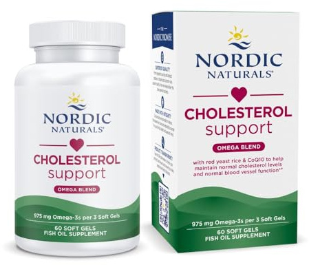 Nordic Naturals Cholesterol Support, 975mg Omega-3 + Red Yeast Rice + CoQ10