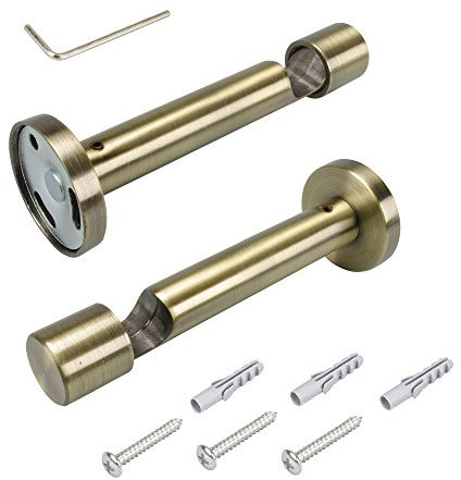 Liedeco Träger für Gardinenstangen 9 cm einläufig, Landhaus, ø 16 mm, 1 Stk messing-antik