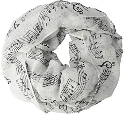 Écharpe en rond Note Ligne – Beau cadeau pour musicien - Blanc - Taille unique