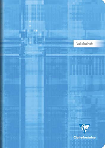 Clairefontaine 31279C Vokabelheft (DIN A4, 21 x 29,7 cm, liniert, Mittelstrich, 90 g, 40 Blatt, ideal für die Schule) 1 Stück farbig sortiert