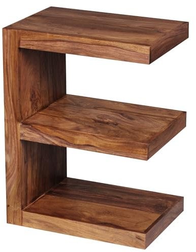 Wohnling Beistelltisch Mumbai Massivholz Sheesham E Cube 60cm hoch Wohnzimmer-Tisch Design braun Landhaus-Stil Couchtisch