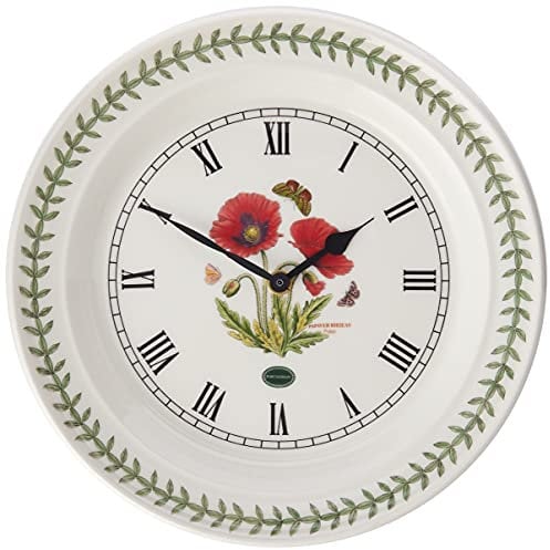 Portmeirion Home & Gifts Botanic Garden Poppy Wall Clock, Multi-Colour Colour (Multi-colour Colour,25.4 x 25.4 cm), Neutral, Earthenware