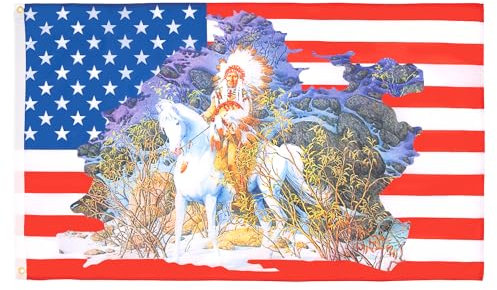 AZ FLAG Bandiera Stati Uniti Capo Indiano 150x90cm - Bandiera Americana – USA 90 x 150 cm