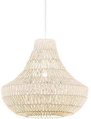 Qazqa - Design Retro-Hängelampe I Pendellampe I Pendelleuchte weiß 50 cm - Lina Cono 50 I Wohnzimmer I Schlafzimmer - Seil Rund - LED geeignet E27