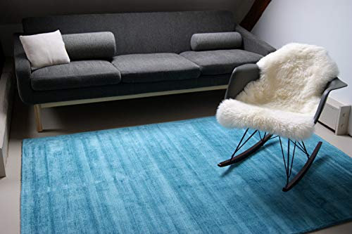 floor factory Moderner Teppich Lounge blau türkis 120x170cm - edler Designer Teppich im Vintage Look