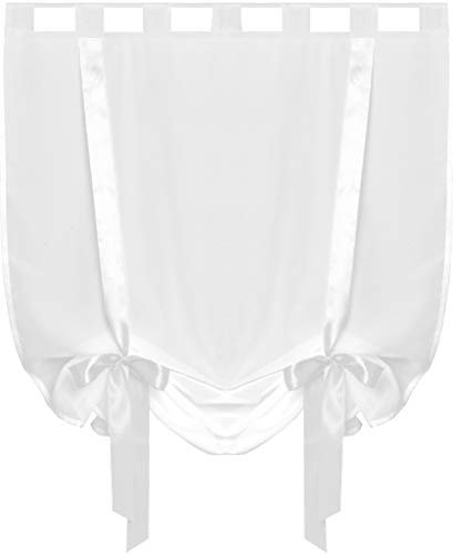 Arsvita Raffgardine mit Schlaufen 80x160 cm - Weiß, Gardine Vorhang Schlaufenschl vers. Größen/Farben