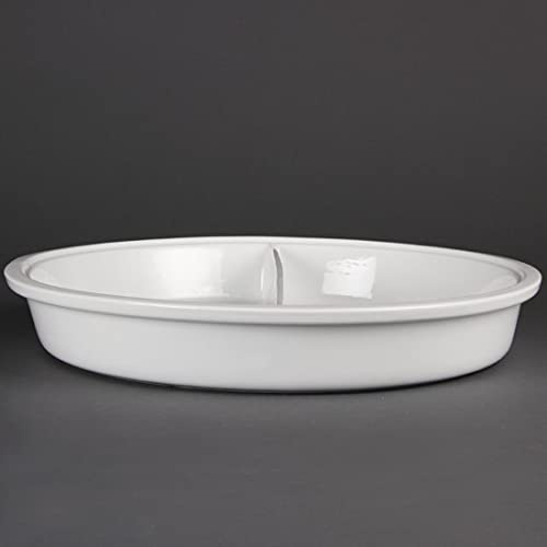 Olympia Porcelain Divided Round Dish 3.5L, White, 35L | Fully vitrified to provide heat and shock resistance, with strengthened rolled edges for chip resistance. Size: 65x383mm.