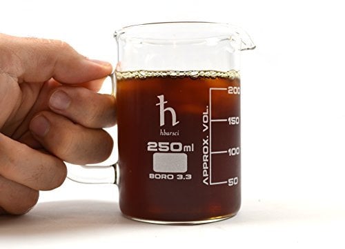 Premium Hand Crafted Beaker Mug, Thick Borosilicate Glass, 8.4oz (250mL) Capacity - Small Size - Tea or Espresso Sized
