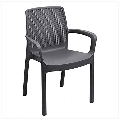 Stapelbarer Stuhl mit Rattaneffekt, Made in Italy, weiße Farbe, Maße 54 x 82 x 60,5 cm