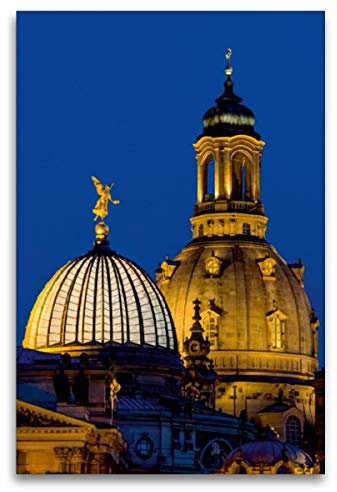 Premium Textil-Leinwand 80 x 120 cm Hoch-Format Dresden - Frauenkirche und Zitronenpresse, Leinwanddruck von Thomas Seethaler