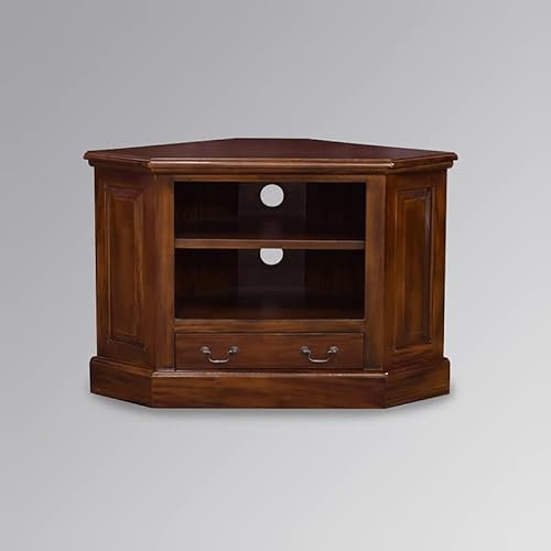 Solid Mahogany Wood - Corner TV unit with Single Drawer CD018