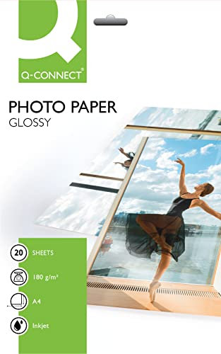 Q-Connect KF01103 Inkjet-Photopapiere, A4, 180 g/qm, 20 Blatt weiß
