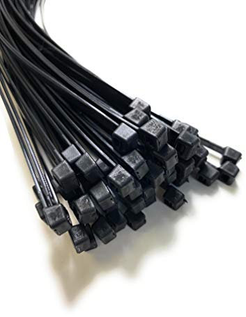 Nylon Plastic Cable Ties Long and Wide Extra Large Zip Ties Black and White wrap 20pieces (Black, 7.2mm x 370mm)