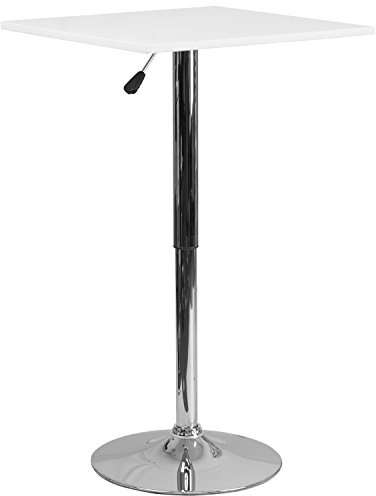 Flash Furniture 23.75SQ Tisch, Holz, verstellbar, weiß, 60 cm, quadratisch