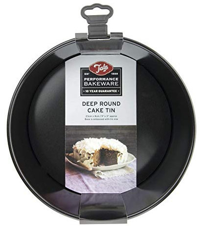 Tala Performance, Loose Base Round Deep Cake Tin, Professional Gauge Carbon Steel with Eclipse Non-Stick Coating, 23 cm / 9 Cake Pan; Ideal for Celebration Bakes, Black