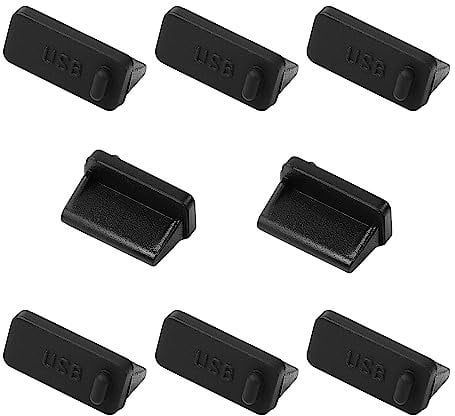 sourcing map 8 Pcs USB Anti Dust Plugs Protects USB Dust Cover, Rubber USB Port Cover Dust Plug Protector with Type A Female Fit for Computer Laptop Notebook(Black)