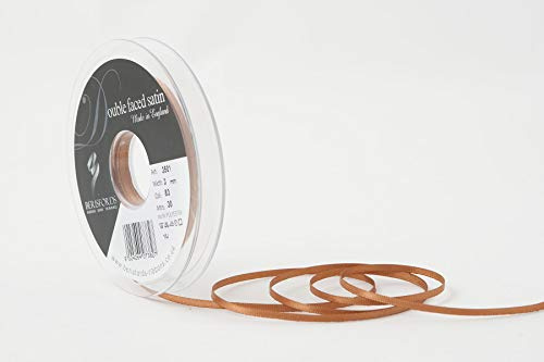 Berisfords Double FACE Poly Satin Ribbon, Sable, 3 mm